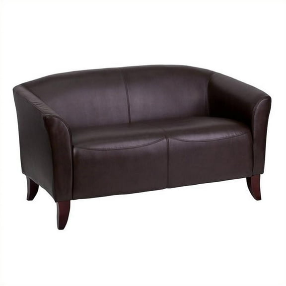 Scranton & Co Leather Loveseat in Brown