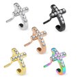 thumbnail image 2 of L Bend CZ Cross Nose Stud Rings Surgical Steel 20G L Shaped Nose Crawler Screw Stud Nostril Jewelry, 2 of 5
