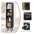 thumbnail image 2 of Rattan Storage Cabinet, 4 Tier Slim Design, Natural Wood & Rattan, Adjustable Shelves, Living Room, Bedroom, Entryway - 11.5" x 11.5" x 54", 135lbs Capacity, 2 of 9