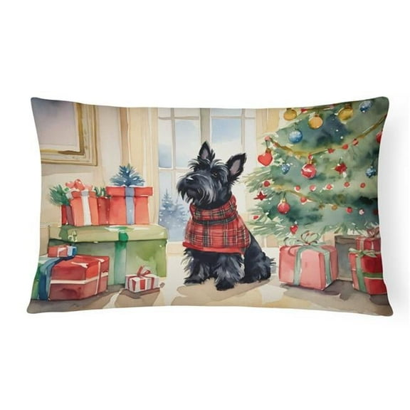 3 x 16 x 12 in. Scottish Terrier Cozy Christmas Throw Pillow
