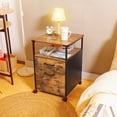 thumbnail image 3 of JJS Wood File Cabinet, Mobile Open Shelf Home Office Filing Cabinet Printer Stand for Letter Size Hanging Files, Rustic Brown, 3 of 8
