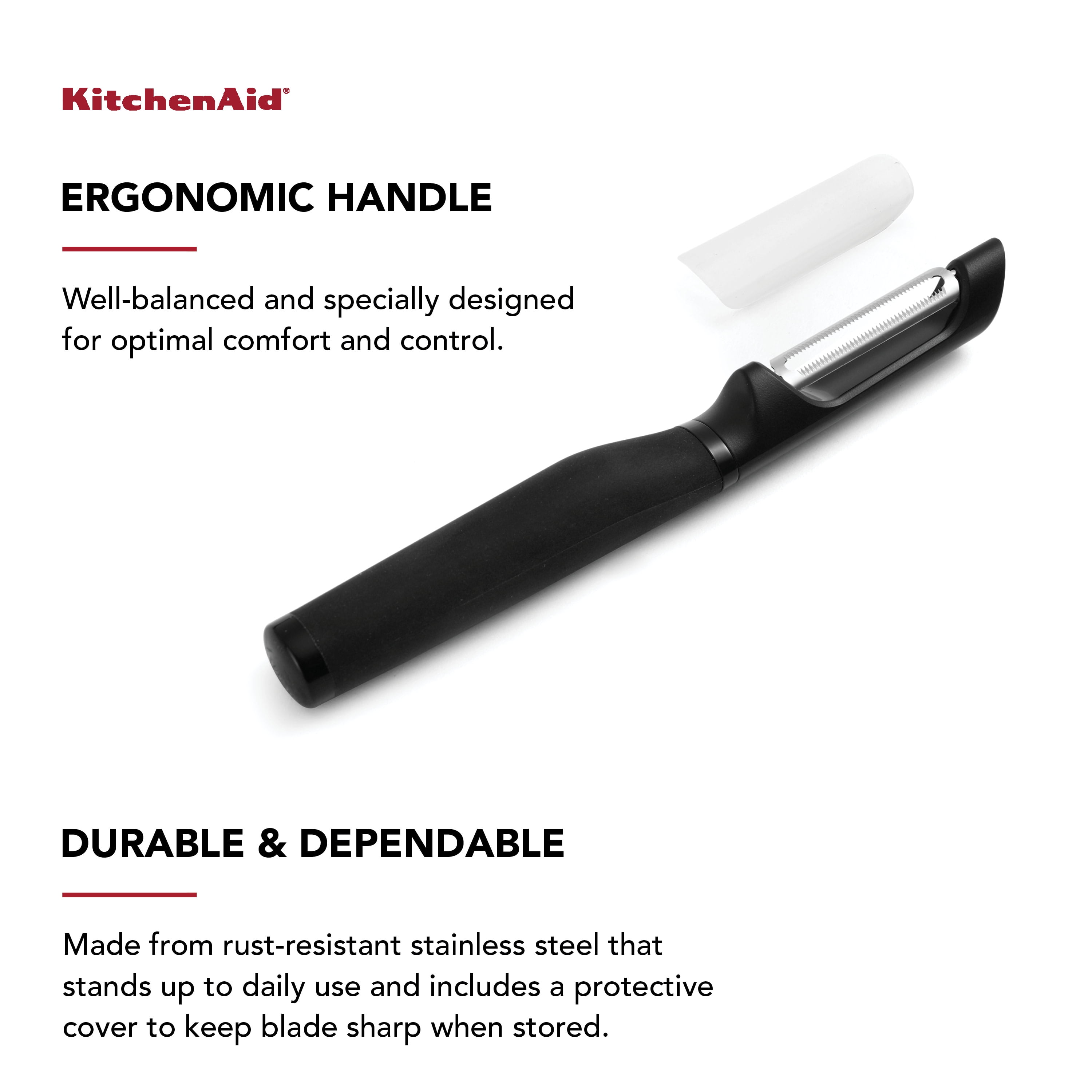 Kitchenaid 1 in x 8.6 in Ultra Sharp Stainless Steel Serrated Blade Euro  Peeler in Black, Dishwasher Safe 