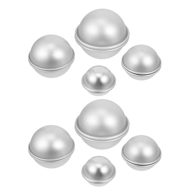 GOOHOCHY 8 juegos de moldes para bombas de baño - Moldes esféricos de aleación de aluminio para hacer tú mismo - Multiusos para jabón, bolas de sal y repostería. Suministros para manualidades.