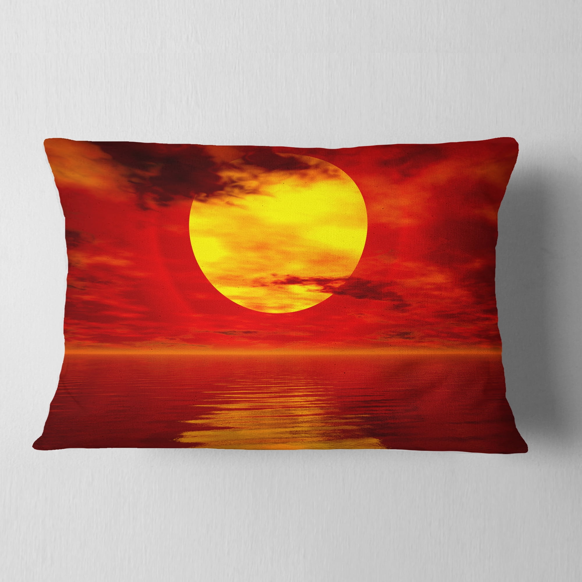 Designart 12" x 20" Red Polyester Throw Pillow