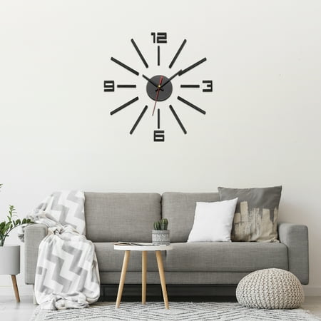 Uxcell 30-60cm Modern Frameless DIY Wall Clock, Large Mirror Acrylic Arabic Numeral, Oversized Vintage Clock, Silent Quartz Movement Battery Operated for Office Home Decor, White
