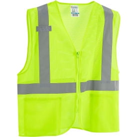 Global Industrial Class 2 Hi-Vis Safety Vest 2 Pockets Mesh Lime S/M