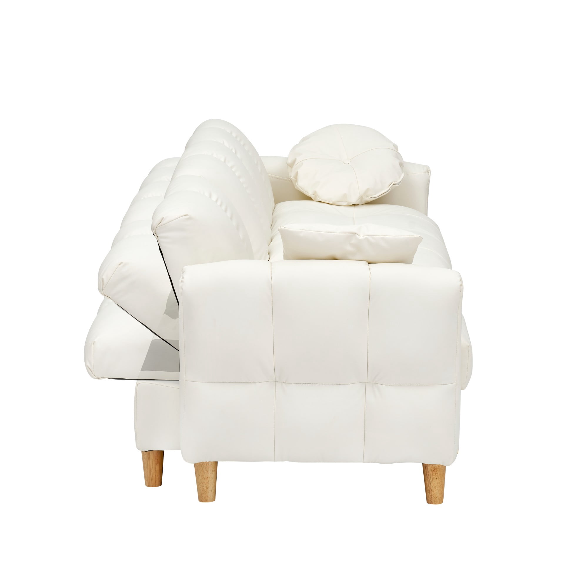 Overstuffed Sofa Couch,3 Seater Tech Cloth Upholstered Convertible Sofa Couches with Drawer and Storage Seatbase,Adjustable Backrests and Pillows, Comfy Couch for Living Room,Beige