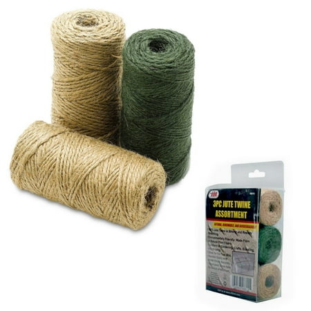 Prestige 7 String - 3 Rolls 443' Premium Jute Twine String Natural 2Ply Cord Rope Craft Gift DIY Pet