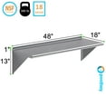thumbnail image 3 of AmGood 18 in. x 48 in. Stainless Steel Wall Shelf | NSF Certified | Appliance & Equipment Metal Shelving | Kitchen, Restaurant, Garage, Laundry, Utility Room, 3 of 8