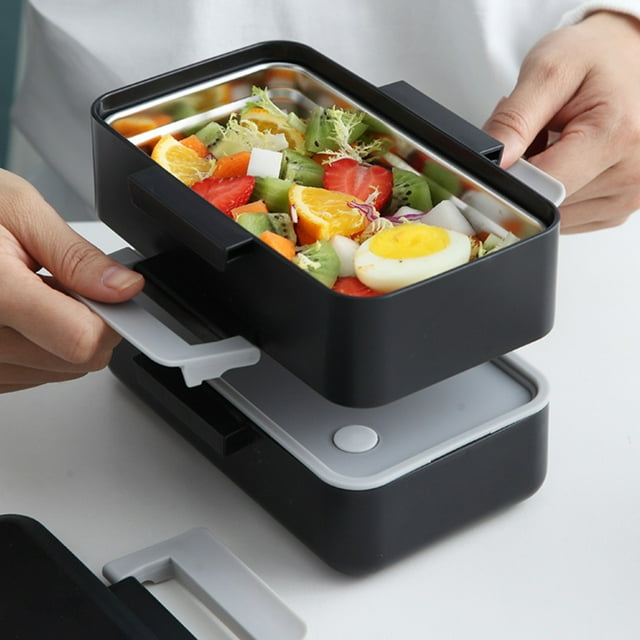 Hybrid Bento Box (Plastic+Steel), 1.5L Large Capacity for Office & Travel