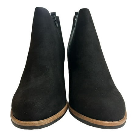 

White Mountain Women s 2 Heel Faux Nubuck Ankle Boot (Black 8)