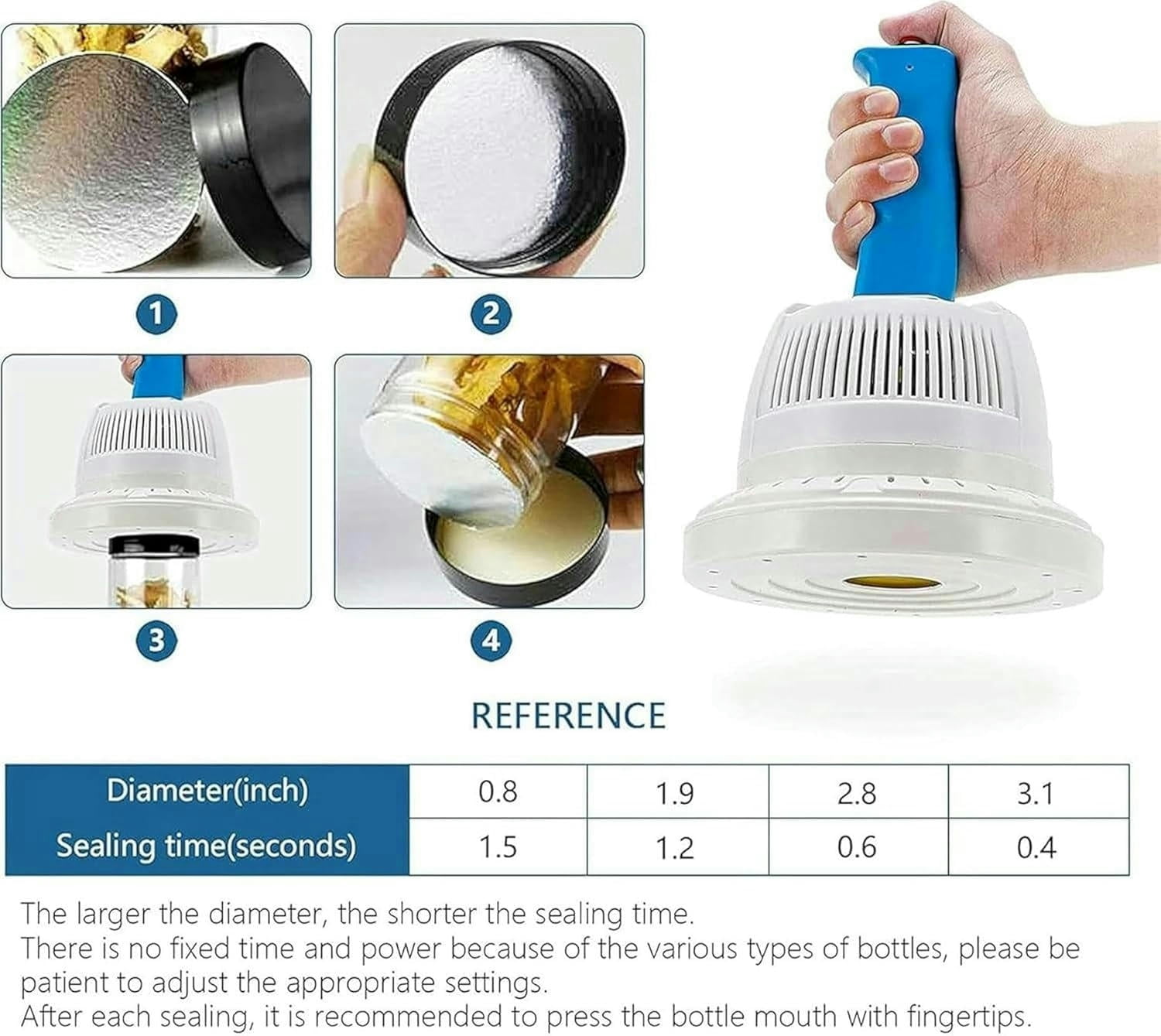 GXCZ Food Saver Vacuum Sealer Machine Handheld Plastic Bottle Cap Sealer 20-130mm Induction Sealer, Electromagnetic Induction Sealer