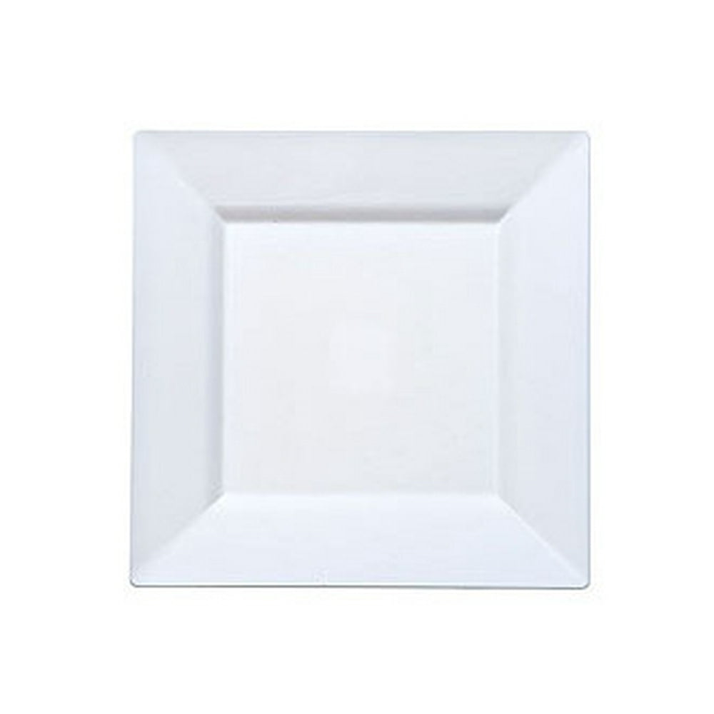 9 1/2" White Elegance Square Plastic Plates 10ct.