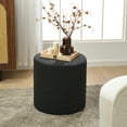 thumbnail image 3 of Modern Round Boucle Upholstered Ottoman with Soft Padded Seat, Multi-Functional Sofa Footrest, Side Table, Extra Seating for Living Room, Bedroom, Entryway (Black, 18" D x 18" W x 18.3" H), 3 of 9