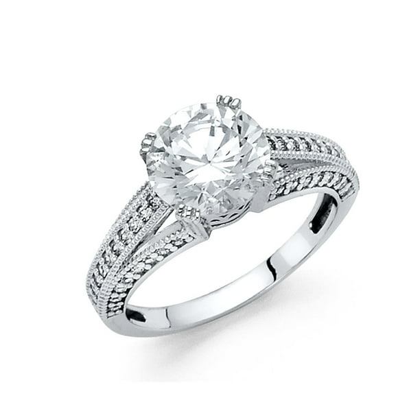 FB Jewels - FB Jewels 14K White Gold Cubic Zirconia CZ Engagement Ring