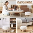 thumbnail image 6 of Round Mushroom Footstool Ottoman – Rabbit Wool Upholstered Small Stool with Solid Wood Legs, Cute Shoe Changing Stool, Step Stool, Sofa Footrest for Living Room & Bedroom White, 6 of 7