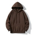 thumbnail image 2 of kpoplk Mens Hoodies Sweatshirts Big and Tall, Mens Hoodies with Pockets Lightweight Solid Color Long Sleeve Hooded Sweatshirts Fall/Winter Warm Sport Pullover Tops(Coffee,L), 2 of 3