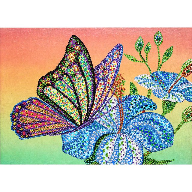Wdftyju Flor mariposa parcial redondo cristal taladro DIY diamante pintura (KA287) Wdftyju 6za2sl7rs2da8zu2D01