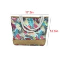 thumbnail image 3 of FAMTKT Beach Bag for Women Blue Print Leaves Pattern Summer Large Beach Tote Bag Travel Canvas Handbag Zipper Closure Shoulder Bag, 3 of 7