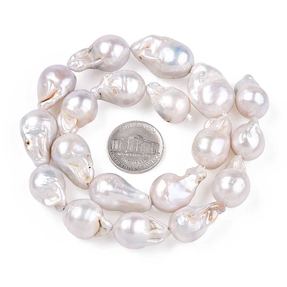 1Strand Natural Baroque Pearl Keshi Pearl Beads Strands Cultured Freshwater Pearl Seashell Color 13~35x12~16.5x12~16mm Hole: 0.7mm about 15~26pcs/strand 15.75 inch~16.54 inch(40cm~42cm)