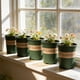 thumbnail image 5 of Juego de 5 macetas de plástico verde de 14 cm con agujeros de drenaje para jardinería interior y exterior, plántulas, hierbas y flores pequeñas., 5 of 6