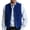 Blue, variant on Men Western Faux Suede Vest Stand Collar Sleeveless Button Waistcoat Vintage Cowboy Style Vest with Pockets