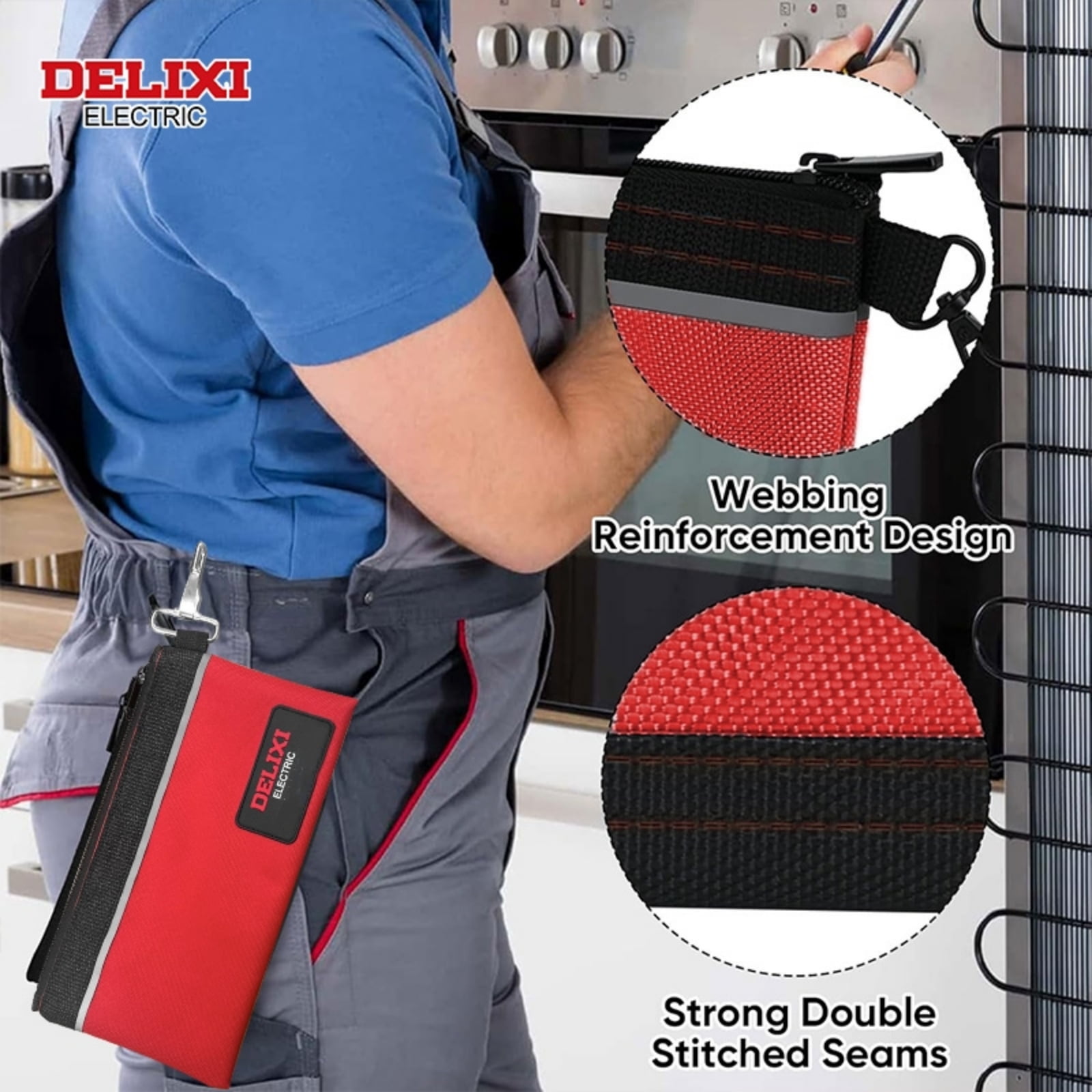 Tool Pouches with Zipper, 1680D Double-layered Oxford Small Tool Bags, Waterproof Utility Bag Zipper Pouch for Tool Organizers and Storage (6 Pack Combo)