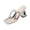 Silver, variant on Women's Slide Mules Square Toe Triangle Block Heel Slip On Clear Oversized Metal Buckle Dress Party Heeled Sandals Gold 9