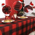 thumbnail image 4 of Checkered Rectangle Christmas Tablecloth - Waterproof and Washable Gingham Xmas Table Cloth Holiday Decorative Table Cover for Party, Red/Black 60 x 102 Inch, 4 of 6