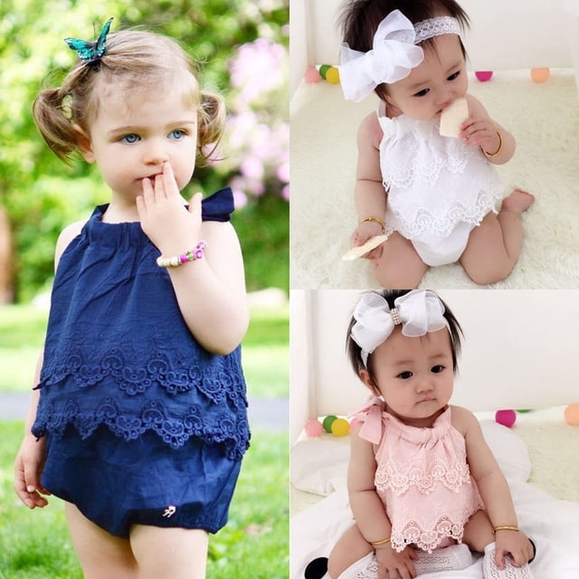 Barboteuse en Dentelle à Fleurs pour Bébé Fille Ensemble de Vêtements
