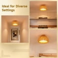 thumbnail image 5 of Wood Rattan Ceiling Light Fixture, Semi-Flush Mount Handwoven Rattan Shade, Farmhouse Light Chandelier Shade, Dual-Layer Lamp Fixture for Bedroom, Hallway, Kitchen, E26 Base Included, 5 of 5
