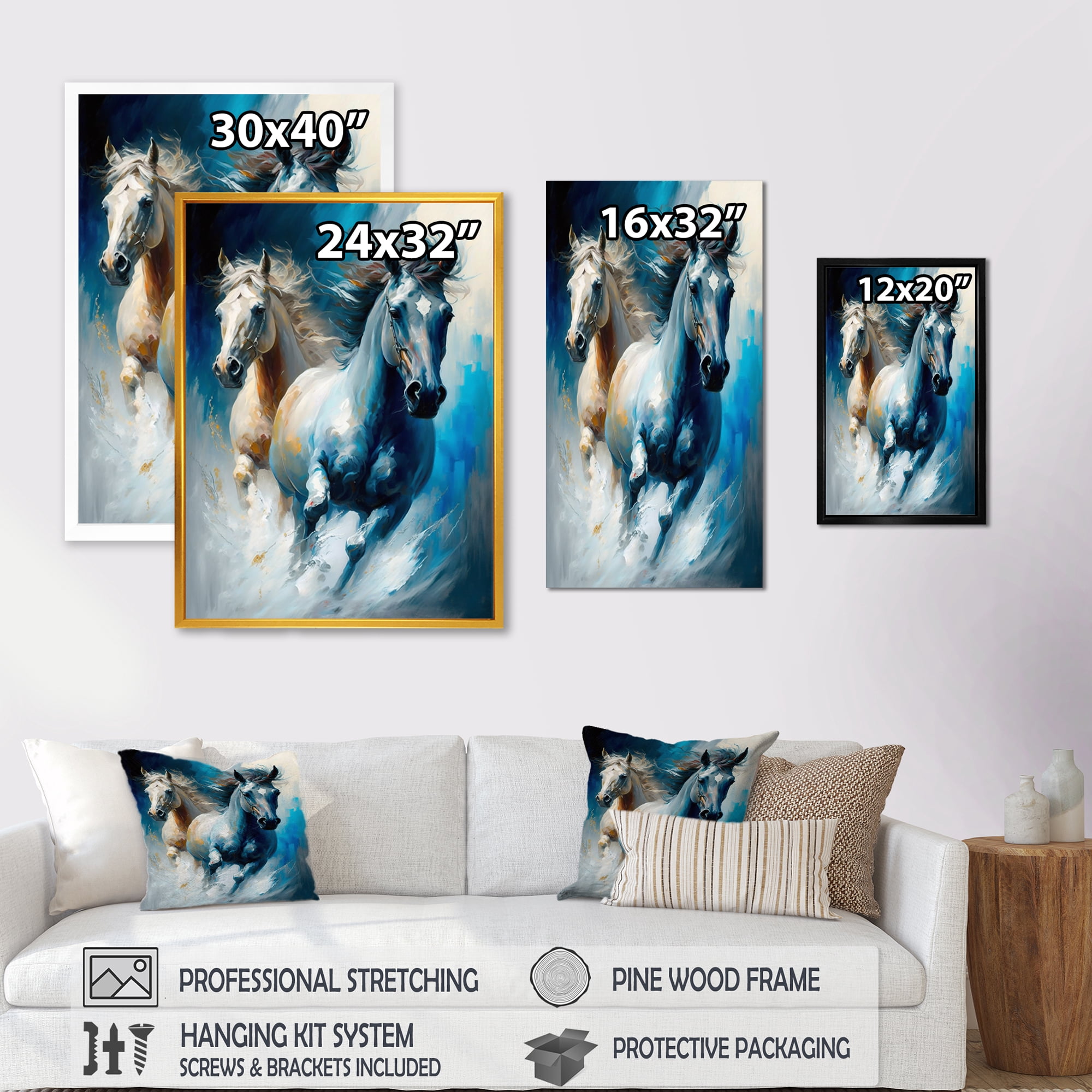 Designart Two Horses Running III Canvas Wall Art