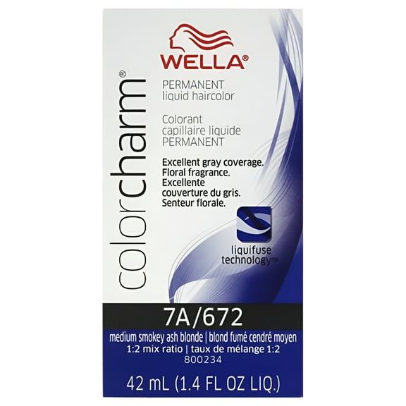 WELLA COLOR CHARM, HAIR COLOR Permanent Medium Smokey Ash Blonde Liquid Hair HC-L672/7A