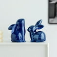 thumbnail image 5 of Xecvkr Ceramic Rabbit Ornaments Cute Living Room Decor Desktop Bookcase Study TV Cabinet Home Office Bedroom Birthday Valentine’s Easter Holiday Gift Friends Family Set of 2 Blue, 5 of 5