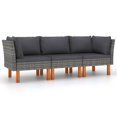 thumbnail image 1 of Garden Sofa Casafoyer 3-Seater Gray Poly Rattan w/ Cushions, 1 of 5