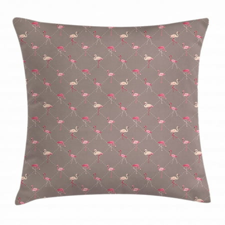 Flamingo Throw Pillow Cushion Cover Red Gingham Letter W Throw Pillow Case