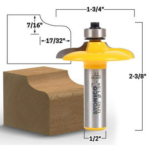 Yonico Drawer & Cabinet Door Front Edging Large. Ogee Router Bit-1/2" Shank- 12163