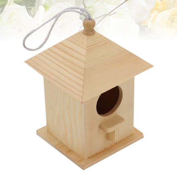 GOOHOCHY Birdfeeders Cedar Solid Wood House Bow Was Birdhouse Outdoor Durable