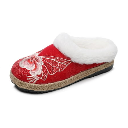

QYZEU Knee High Womens Boots Womens Casual Dress Shoes Size 10 Women Shoes Fashion Casual Shoes Warm Shoes Cotton Slippers Exquisite Embroidered Round Head Cotton Shoes