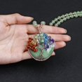thumbnail image 3 of Collar con colgante de piedras preciosas redondas naturales de cristal curativo de 7 chakras, árbol de la vida, cuentas envueltas en alambre de cobre, collares, joyería Reiki para mujeres, 3 of 5