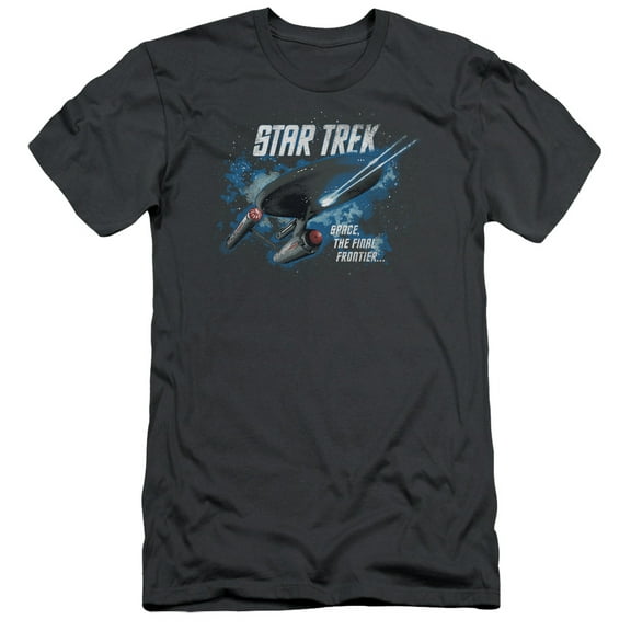 Star Trek The Final Frontier Adult 30/1 T-Shirt Charcoal