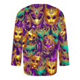thumbnail image 3 of UVEASISHA Grande Taille Chemises à Manches 3/4 pour Hommes Mardi Gras Masque Imprimé Graphique T-Shirts Carnaval Fête Chemise Confortable Col Rond Tee-Shirt de Vacances en Solde Multicolore TTG, 3 of 4
