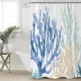 thumbnail image 2 of 54x78 Inch Shower Curtain Decorative Coral Blue Green Beige Bathtub Bath Curtains Fabric Waterproof Bathroom Decor Summer Coastal Ocean Plant Small Stall Shower Curtain Set with 12 Hooks, 2 of 6