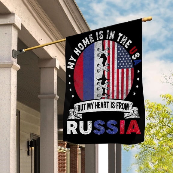 Russian Parts Russia Roots American Home Proud Garden Flag, Double-Sided Decorative Outdoor Flag, Patriotic Polyester Yard Flag 12 x 18 in