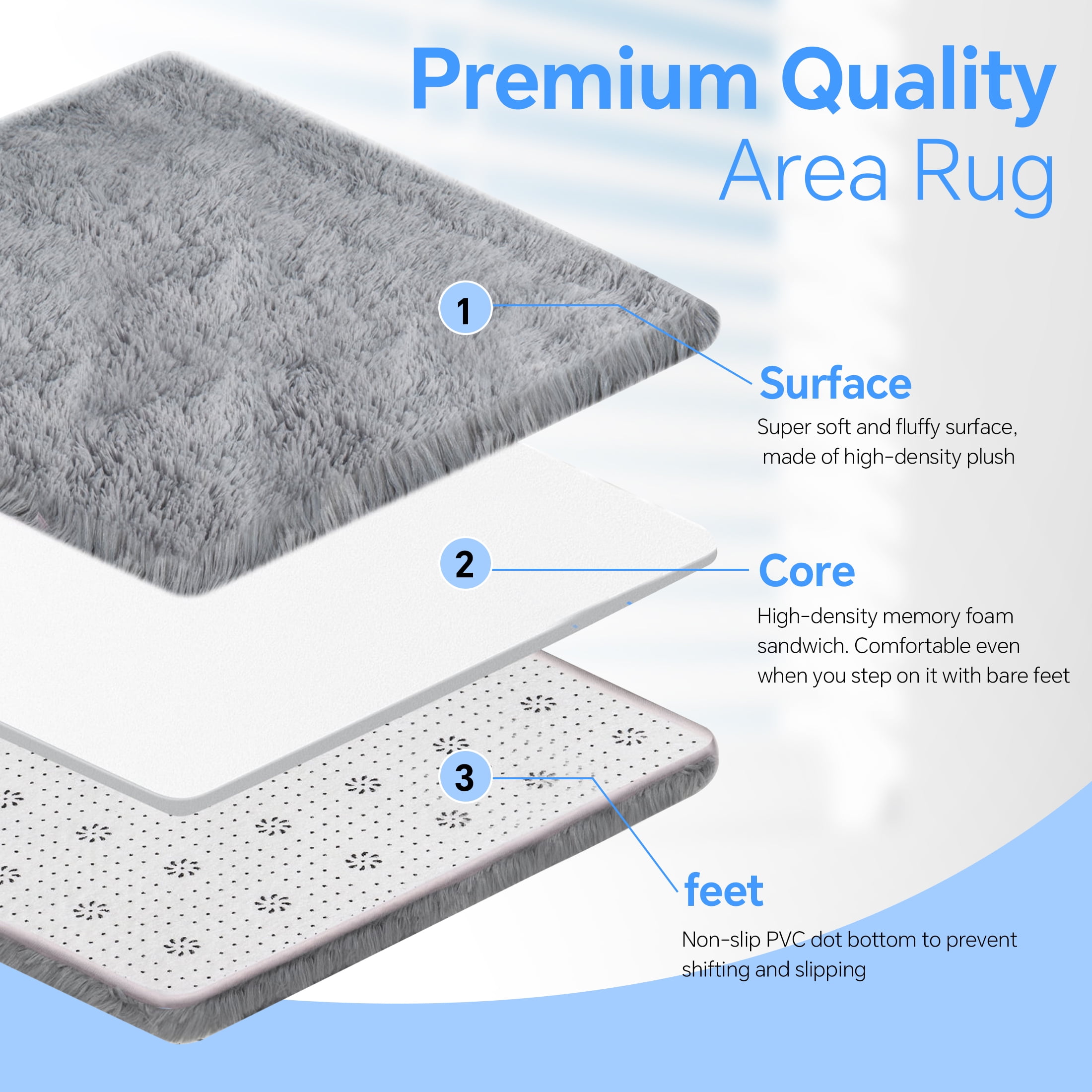 HIOHA 9'x6' Area Rugs for Living Room Large Soft Carpets for Bedroom Office, Machine Washable Modern Dining Room Non-Slip Traditional Plush Rugs
