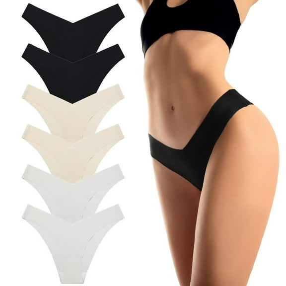 6 Pack Sexy G-String Thongs for Women T-back No Show Seamless Low Rise Hipster Underwear