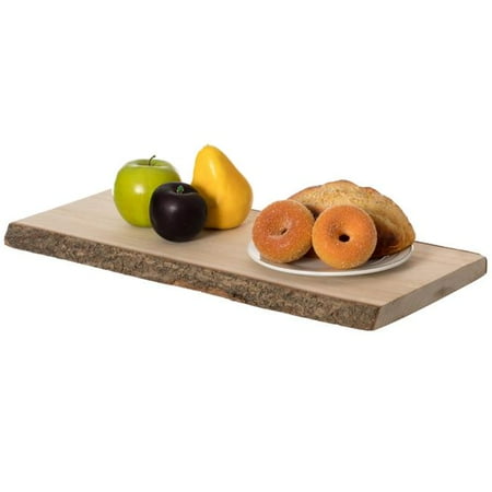 

20 in. Rustic Natural Tree Log Wooden Rectangular Shape Serving Tray Cutting Board