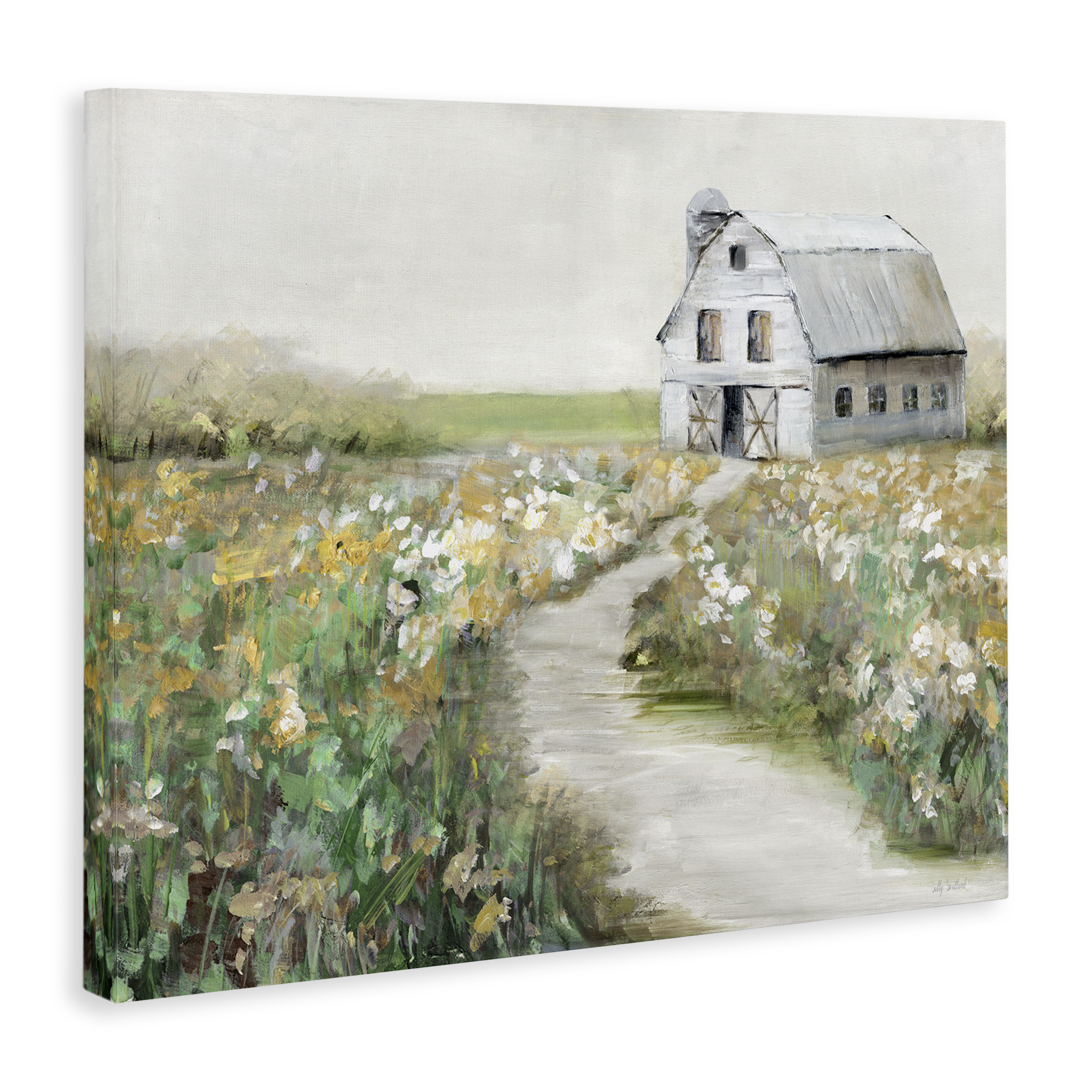 Stupell Industries Farmyard Path to Barn Landscape & Nature Painting Wrapped Canvas Art Print Wall Art, 20 x 16