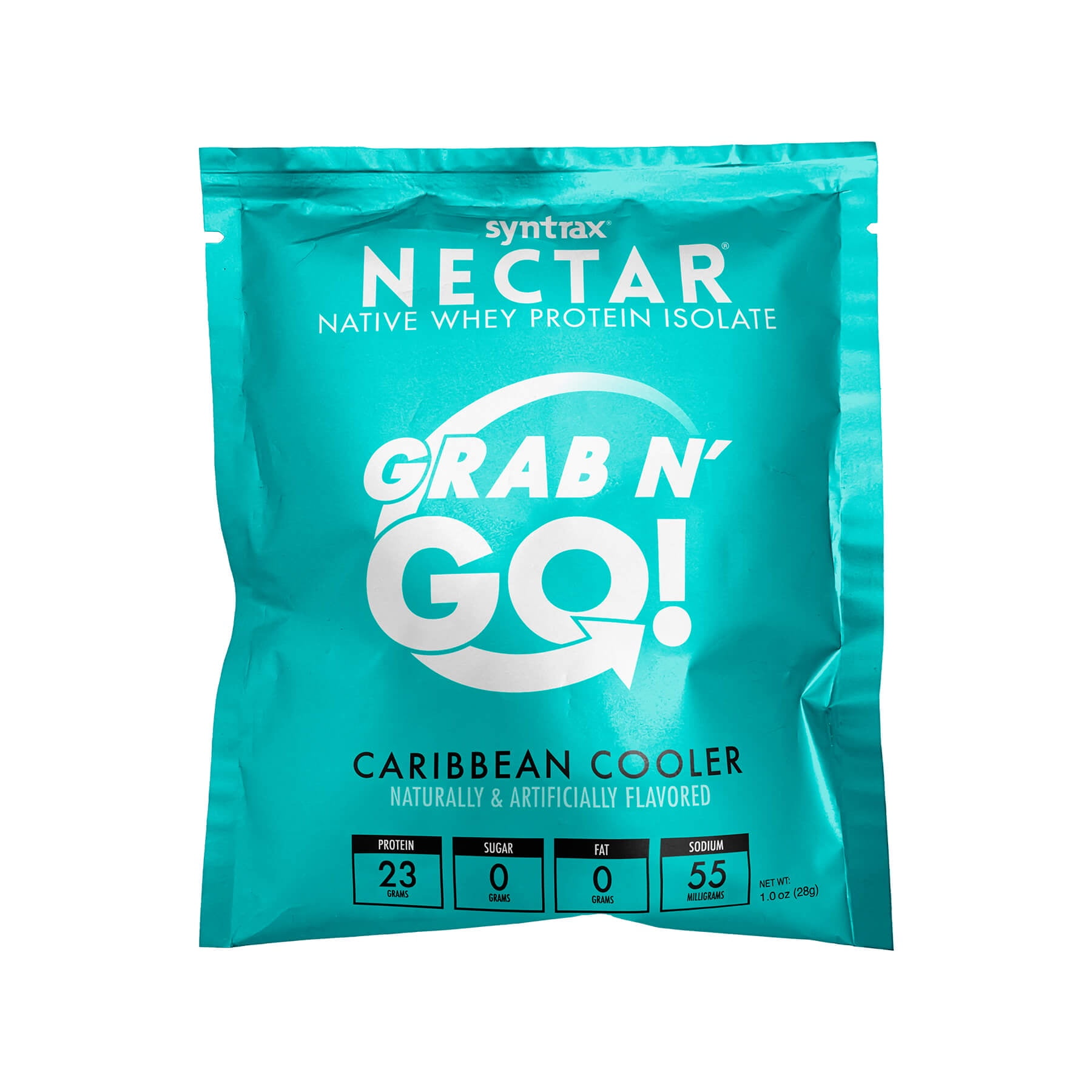 Syntrax Nectar Grab N' Go, 100% Whey Protein Isolate Protein Powder, Caribbean Cooler, 20 Packets (28g/Packet), Refreshing Fruit Juice Flavor