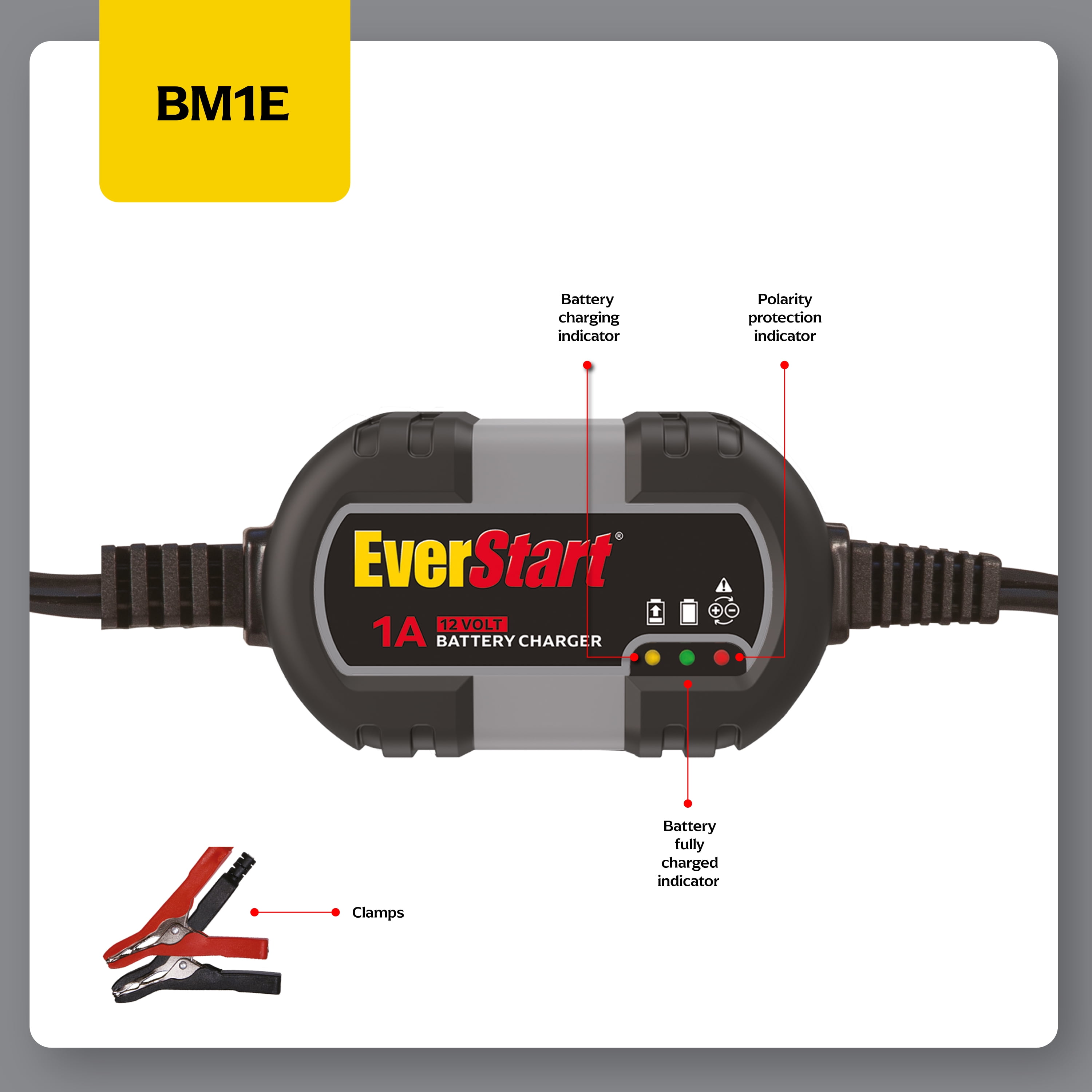 Everstart 12V Automotive/Marine Battery Charger and Maintainer (BM1E) New